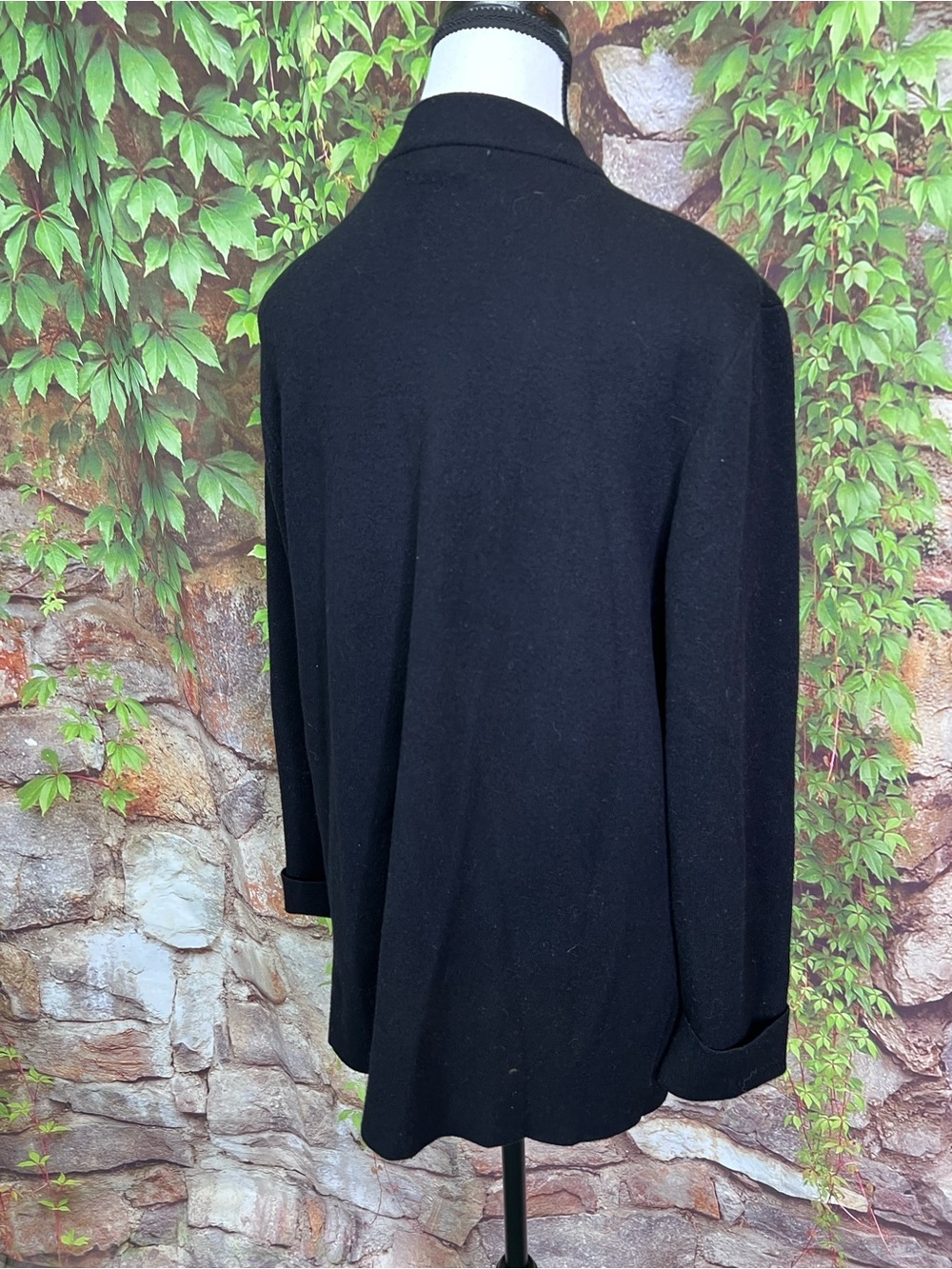 H BY HALSTON Black Jacket Cut Cardigan Quiet Luxury Minimalist, XL - Picture 8 of 12